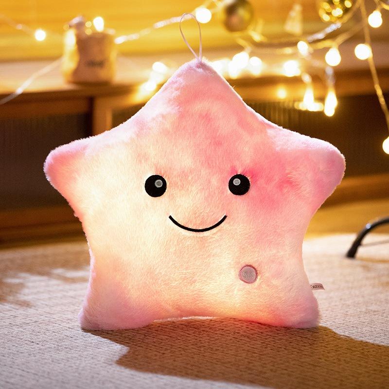 Creative Luminous Five-Pointed Star Throw Pillow Plush Toy Luminous Star Doll Home Sofa Pillow Girl Rag Doll