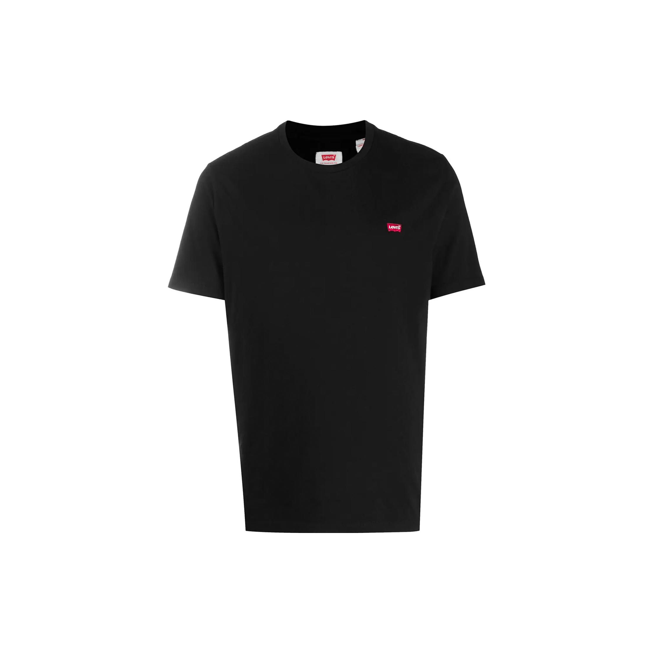 

Мужская однотонная футболка с круглым вырезом Levis Logo, черные 56605-0009