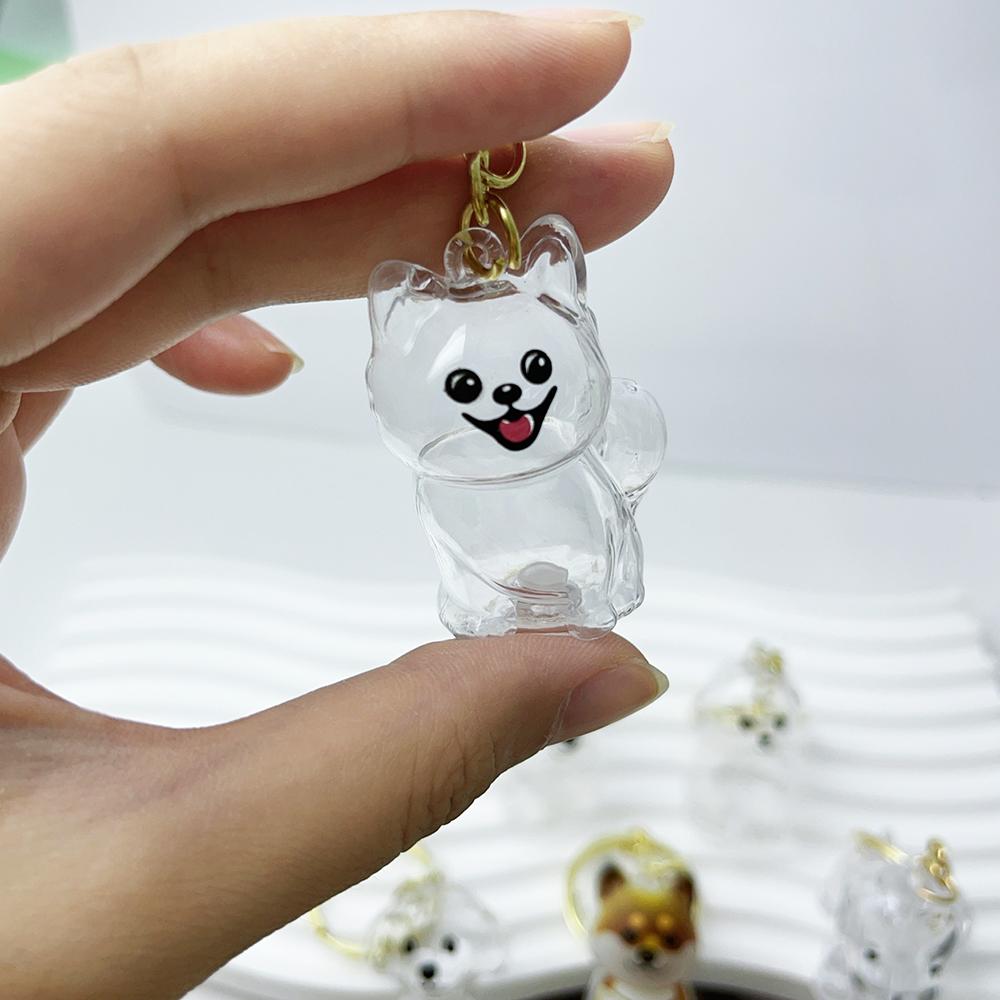 50pcs Cute Transparent Plastic Keychain Dog Hair Storage Keyring Bag Car Pendant For Family Member Souvenir Gift