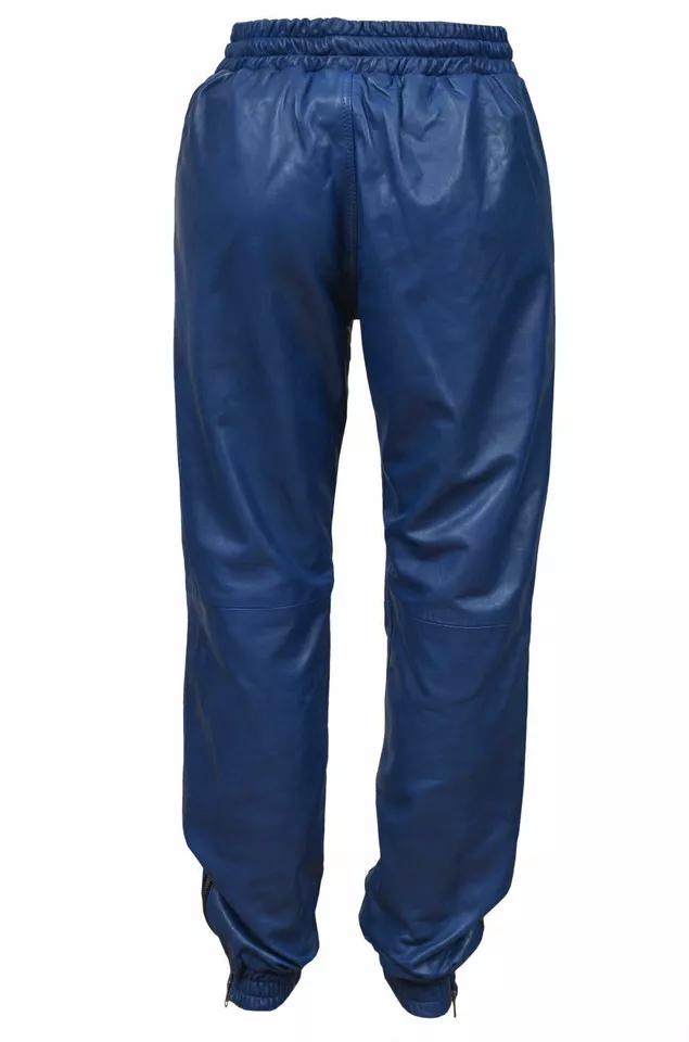 Men Handmade Leather Fashionable Jogger Pant Real Lambskin Casual Blue Trouser Stylish