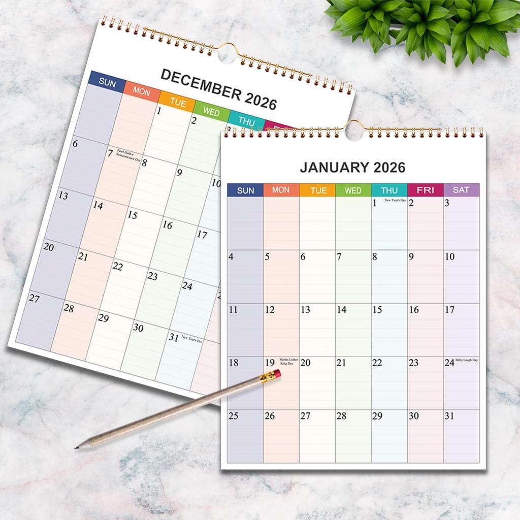 2026 Calendar - Wall Calendar 2026 Monthly Planner from January 2026 To December 2026, 12 Months Calendar with 140 Gsm Premium Paper, Twin-Wire