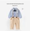 British Baby Boy Overalls Set: Two-Piece Formal Wear for Spring/Autumn - 1-Year-Old Long-Sleeved Gentleman Shirt