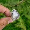 Sterling Silver Rainbow Moonstone Gemstone Statement Promise Crown Chakra Ring