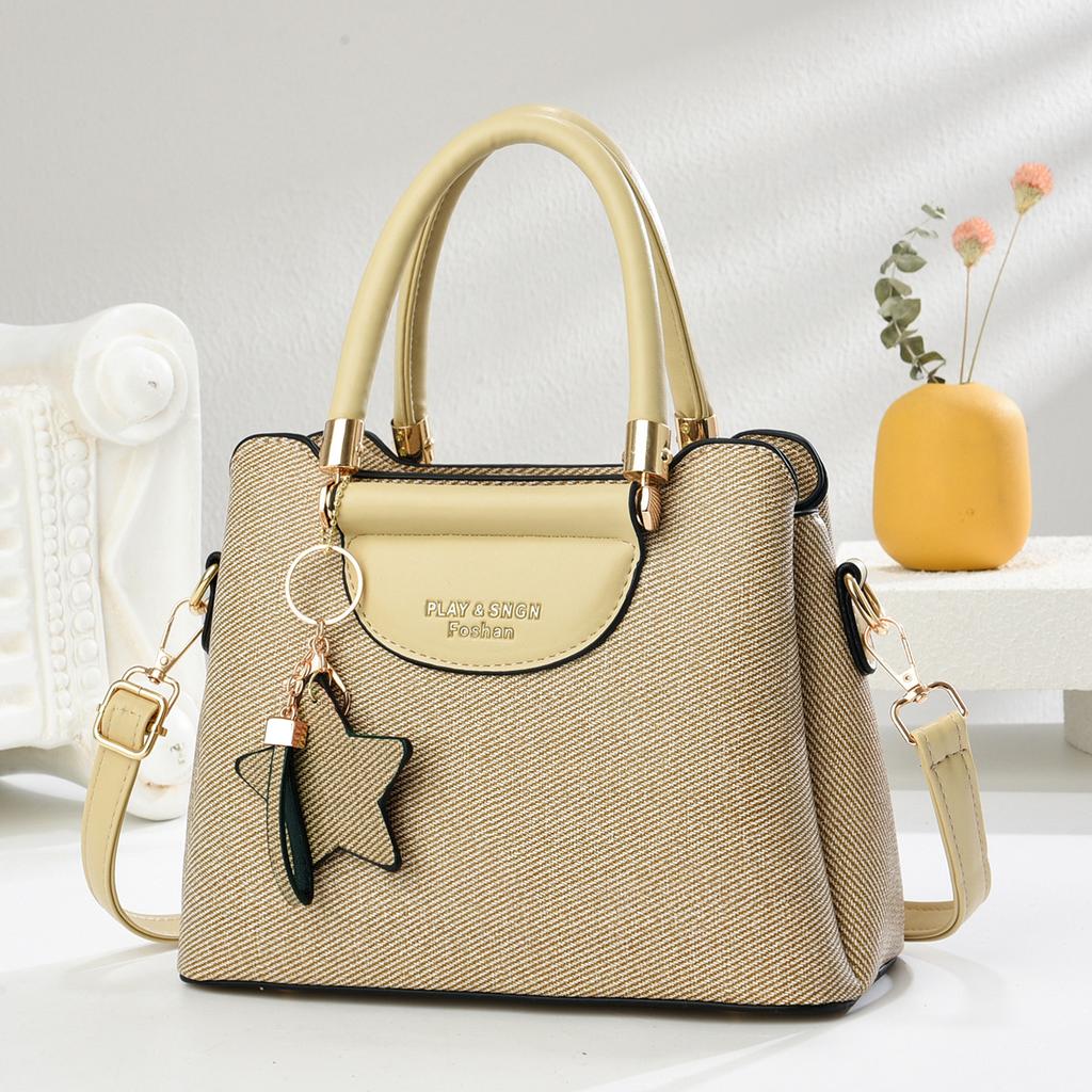 New Fashion Canvas Texture High-value Handbag Multi-layer Large Capacity Fashionable Shoulder Bag Versatile Women's Bag