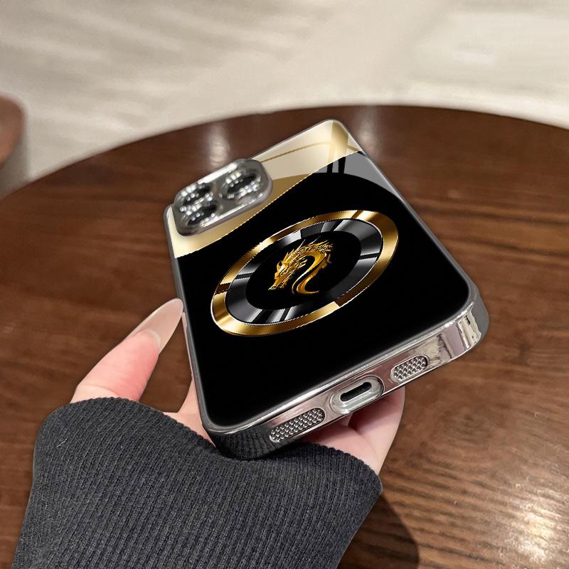 Luxury Business Metal Ring Dragon Pattern Phone Case for iPhone17promax 16 15 14 13 12ProMax 11 11Pro Anti-drop protection