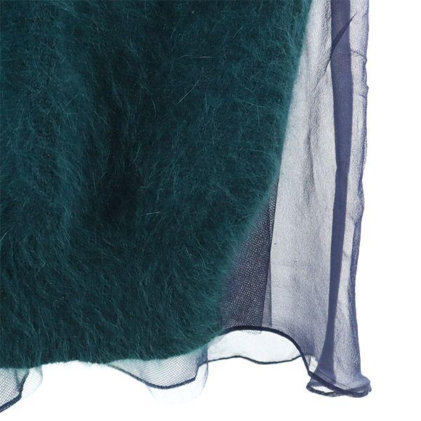 sacai luck Long sleeve Switching V-neck sweater Green knit Women Used