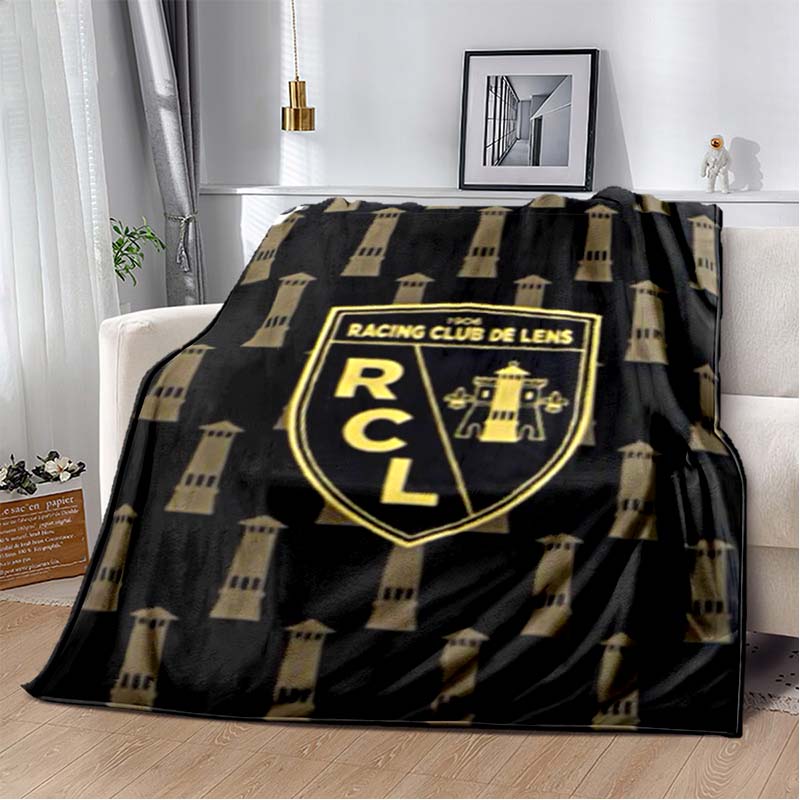 RC Lens Mining City Themed Flannel Blanket, Vintage Miner Helmet & Mine Shaft Print, Soft Warm Fleece Throw for Ligue 1 Football Fans Sofa Bed Decor