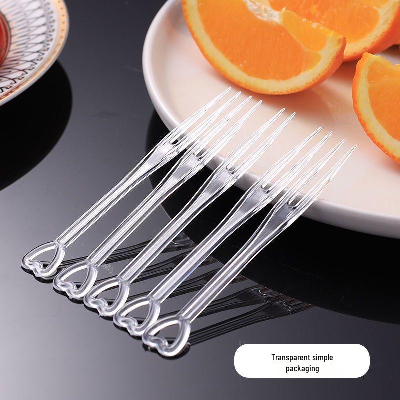 Disposable Bamboo-Style Fruit Fork - Food Grade PS Plastic, Portable for Picnics and Cakes