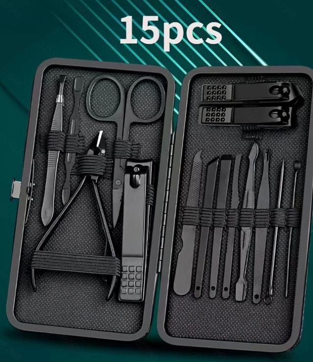 

Набор из 24 кусачек для ногтей черного цвета: Бытовые машинки для стрижки, щипцы для ушей, ножницы для удаления омертвевшей кожи, инструменты для педикюра