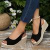 Fashion Peep Toe Espadrille Wedge Sandals for Women Summer Fashion Back Strap Platform Sandles Woman Thick Sole Walking Sandalias Mujer