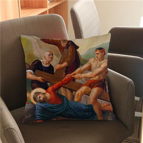 Jesus Portrait Pattern Throw Pillow Case Virgin Mary Christianity Adore Home Decoration Square Cushion Cover Sofa Pillow Cover