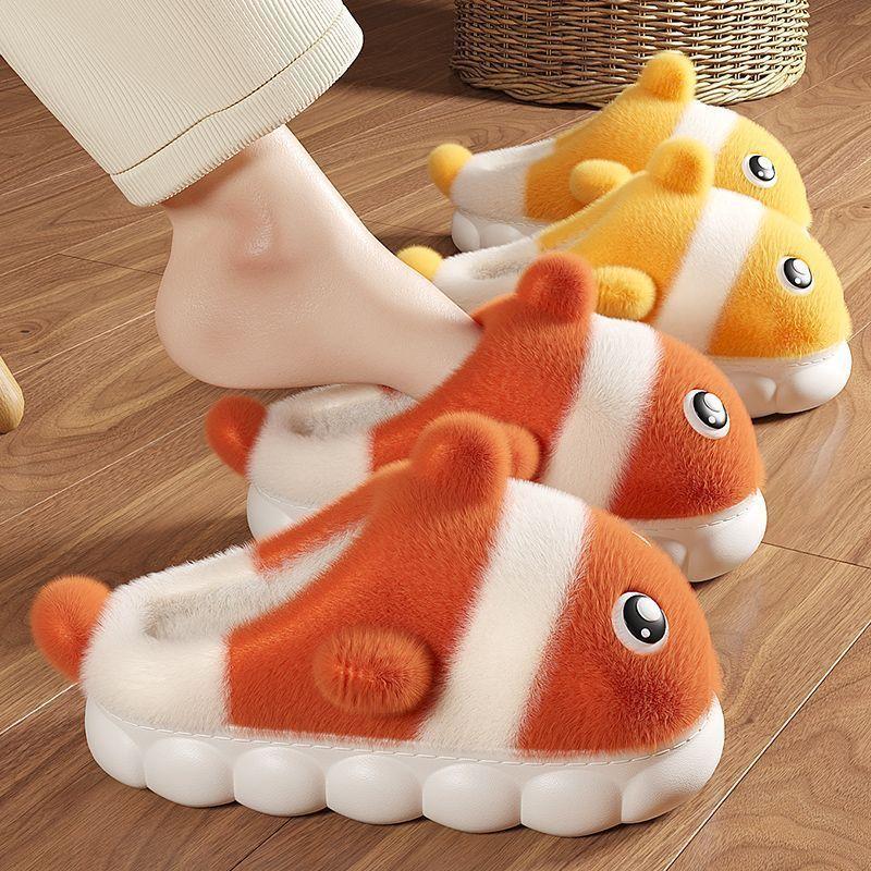 Children's cotton slippers Girls and boys Winter cute home indoor non-slip velvet warm parent-child cotton slippers outer wear
