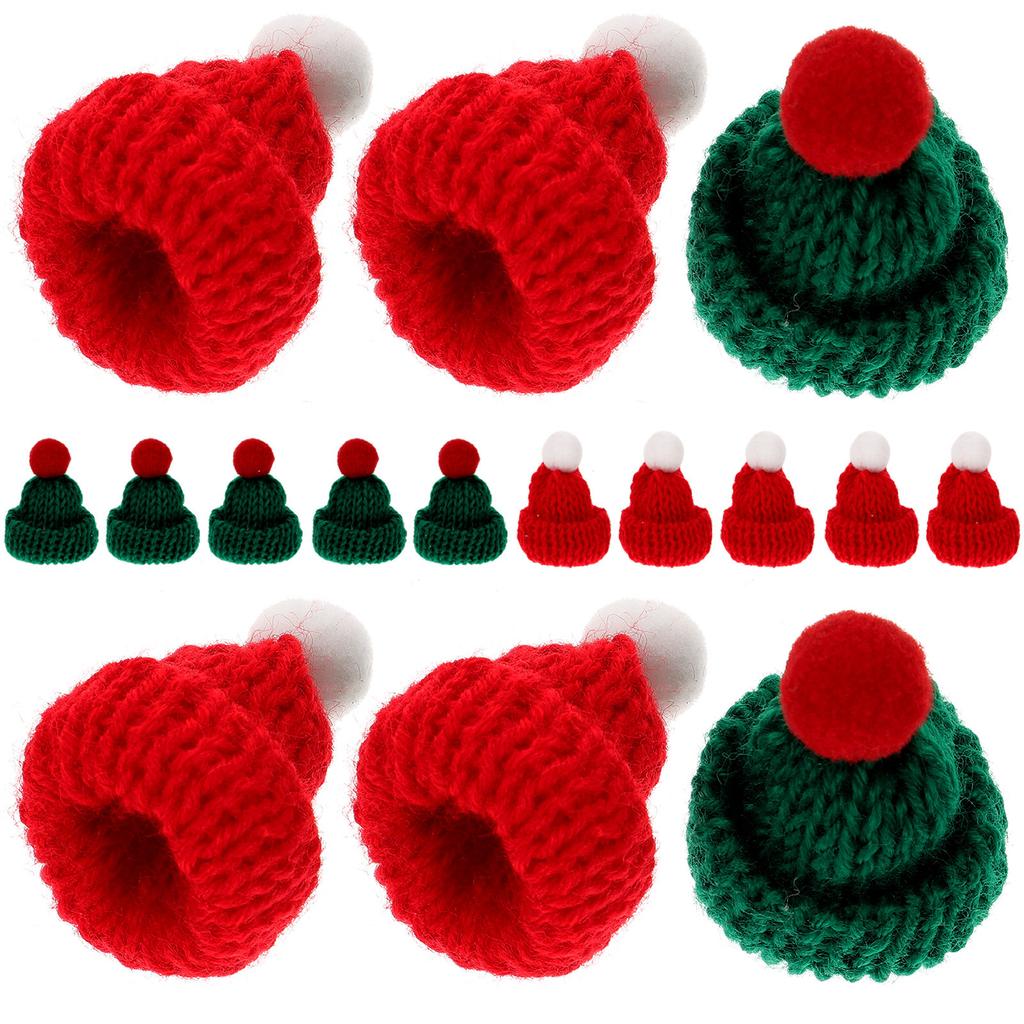 24Pcs Mini Christmas Hats Miniature Hats for Wine Bottle Decor Christmas Tree Ornament DIY Craft Supplies Festive Party