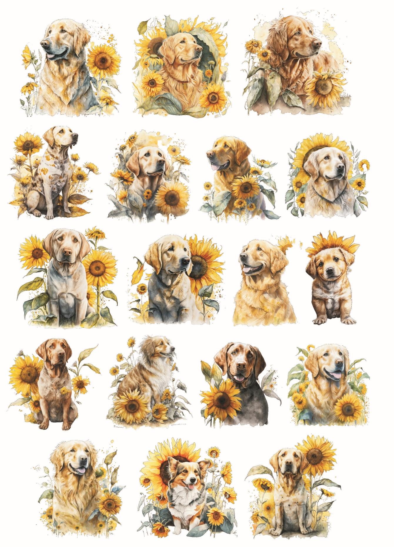 

Cute Stickers Sunflower Dog Cartoon Decorative DIY Craft Photo Albums Planner Journal Scrapbooking Stationary journal белый