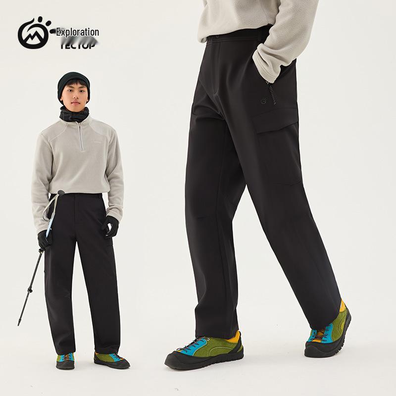 Men's Fleece-Lined Softshell Outdoor Pants: Multi-Pocket, Board-Style, Perfect for Autumn/Winter Hiking, Mountaineering, and Skiing.