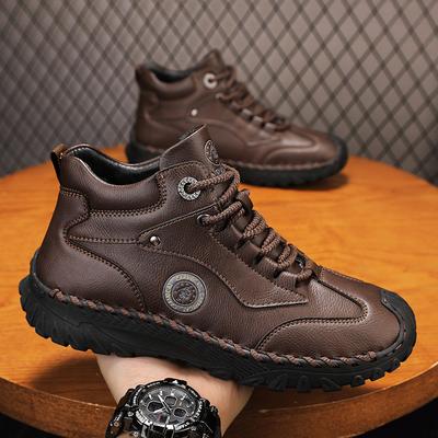 Herren High-Top Lederstiefel Lässige Sneaker Winter Plüschschuhe Schneestiefel