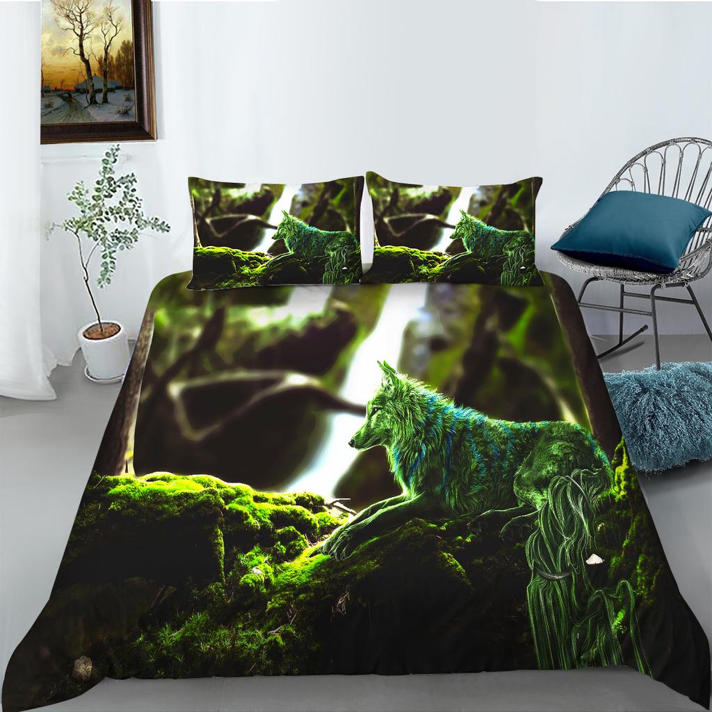 Wolf Series Digital Printed Duvet Cover Pillowcase Two-Three-Piece Polyester Fashion