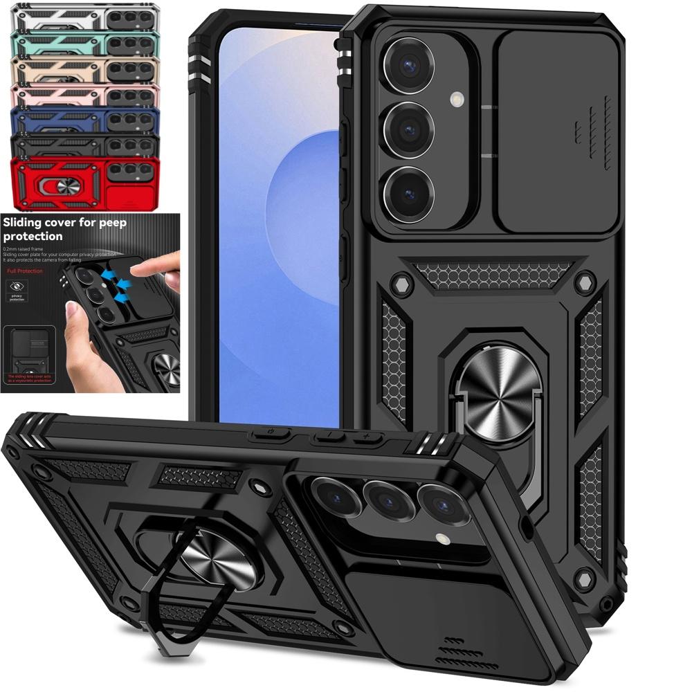 For Samsung Galaxy S25 FE 5G Case Slide Camera Lens Armor Phone Case For GalaxyS25 S25FE Magnetic Holder Ring Protect Cover