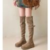 Women's over the knee long boots 2026 new style thick heel retro rivet large size suede two on knight boots