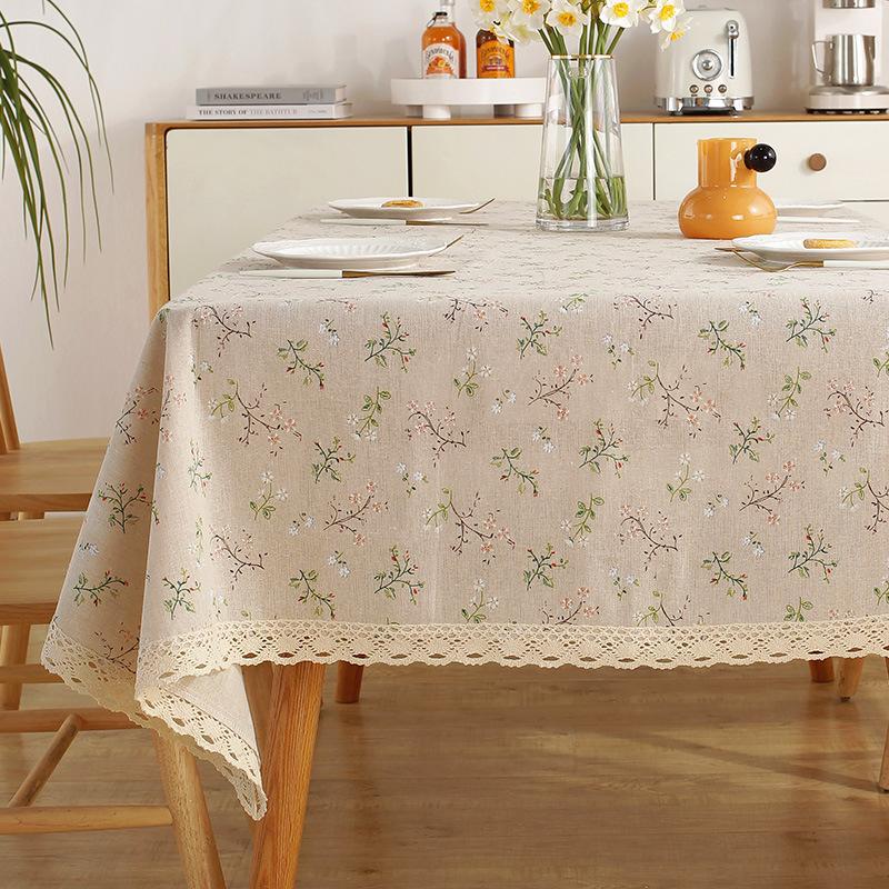 Cotton and Linen Tablecloth Fabric Net Red Girl Heart Plaid Desk Mat Rectangular Small Fresh Coffee Table Mat Table Cloth