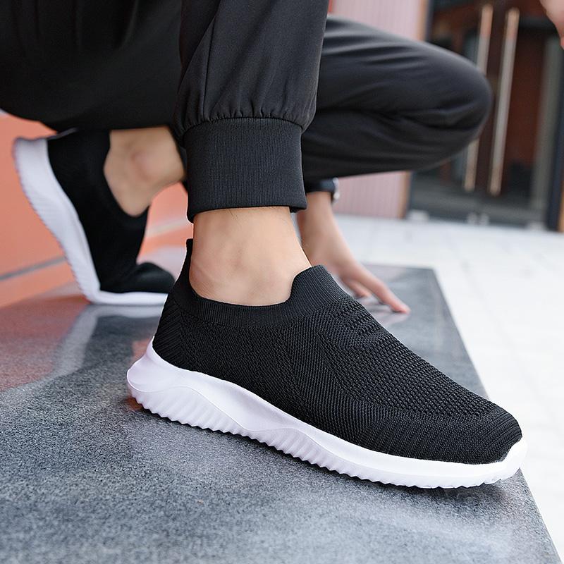 Fashion Women's Slip-On Flat Bottom Shoes Breathable Mesh Upper Cross-Border Knitted Casual Footwear Low Heel Non-Slip Comfortable