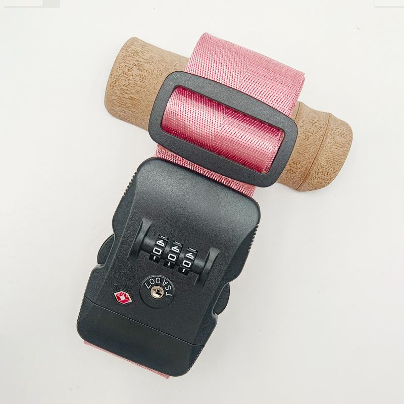 Solid Color Nylon Luggage Strap with Herringbone Pattern, Password Lock, and One-Word Handle