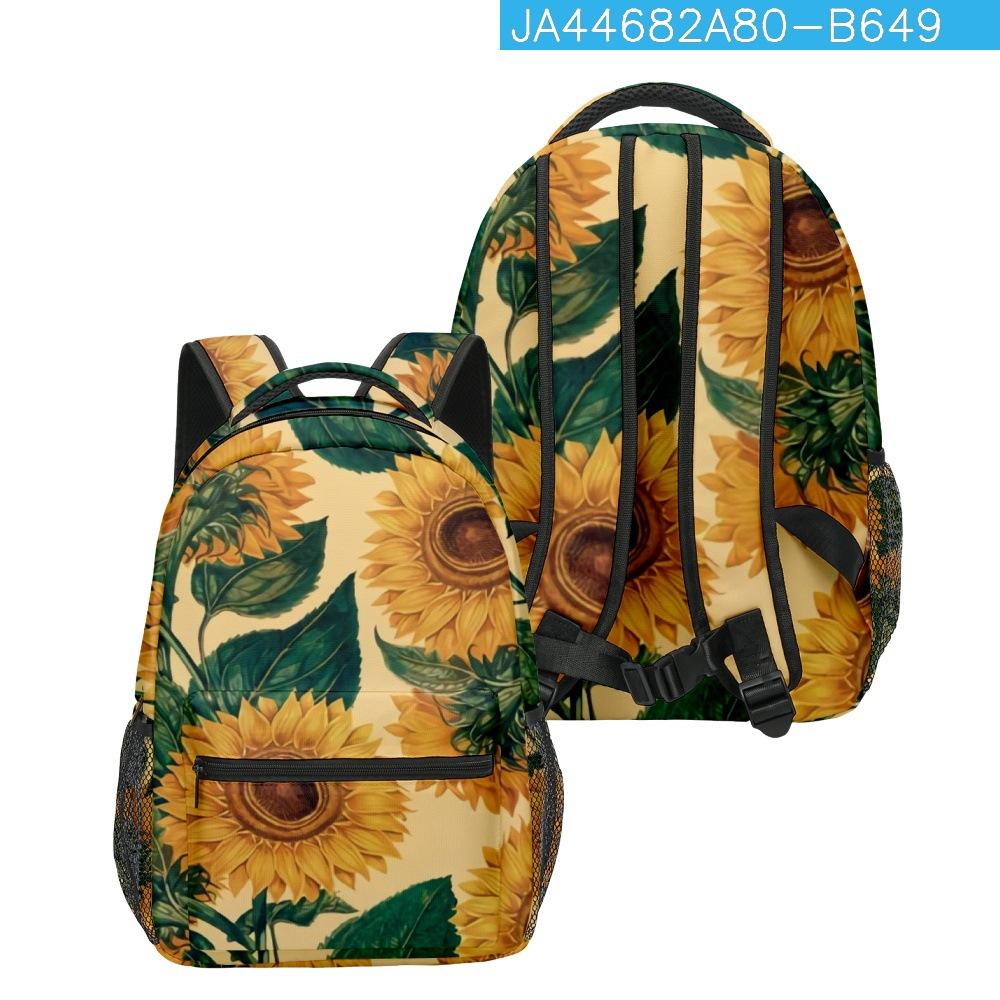 Cartoon Cartoon Kpop Youthful School Bags Unisex Sunflower Travel Bags 3D Print Oxford Waterproof Notebook Shoulder Backpacks