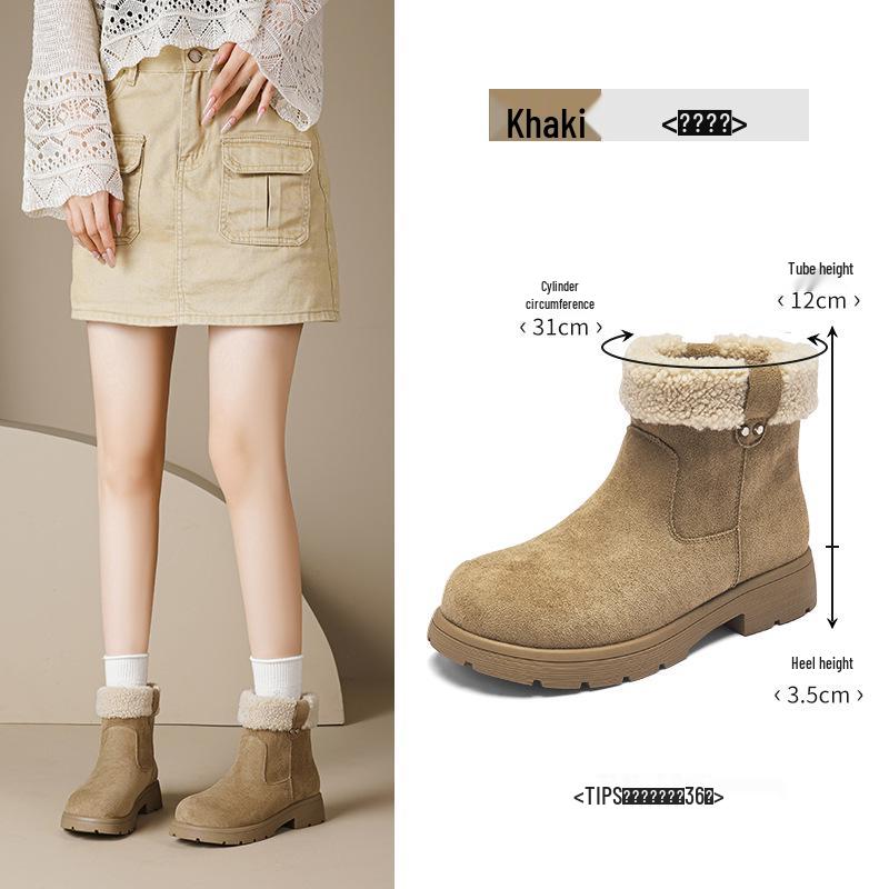 Women's 2025 Winter Fashion Snow Boots: Chunky Heel Ankle Boots with Thick Sole and Velvet Lining