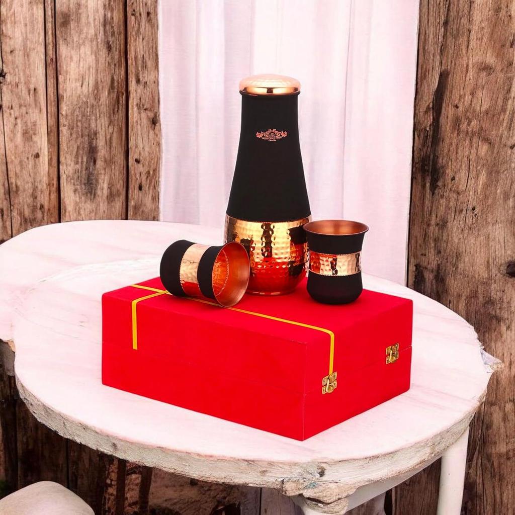 Copper Bottle 2 Glass Gift Set (Curve Designer Cherry)