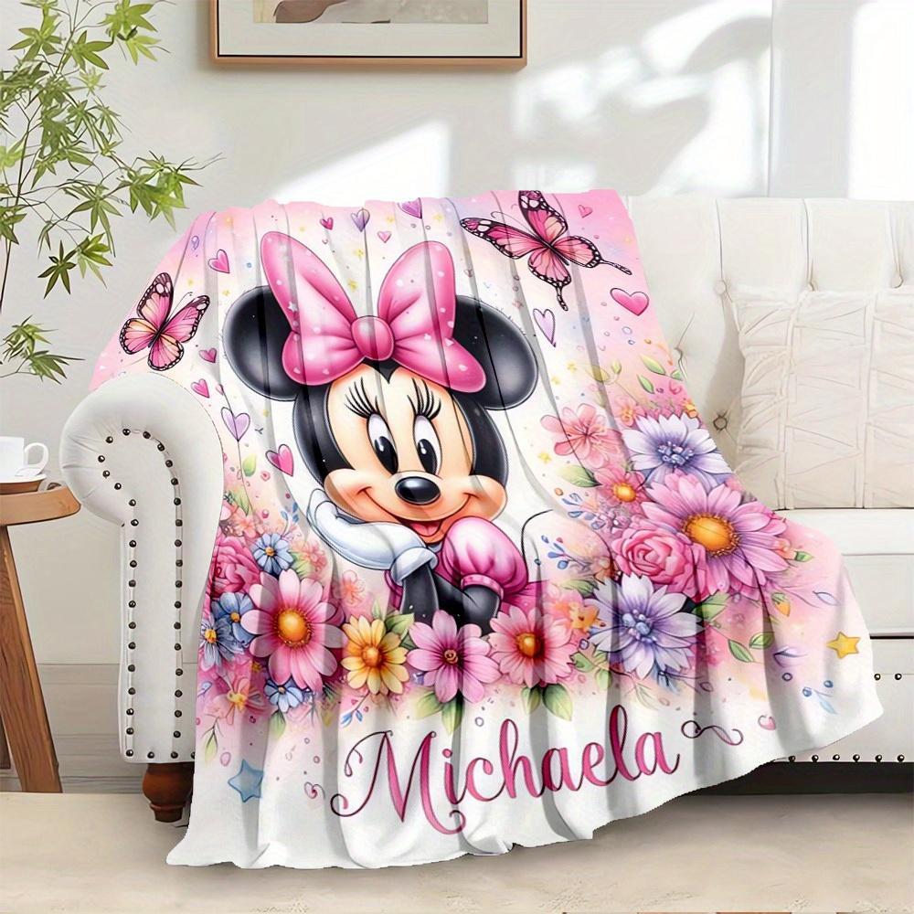 

1pc Flannel Minnie Flower Heart Butterfly Bedding Throw Blanket Sofa Cover Gift Home Decor Lightweight Soft and Warm 75x90cm