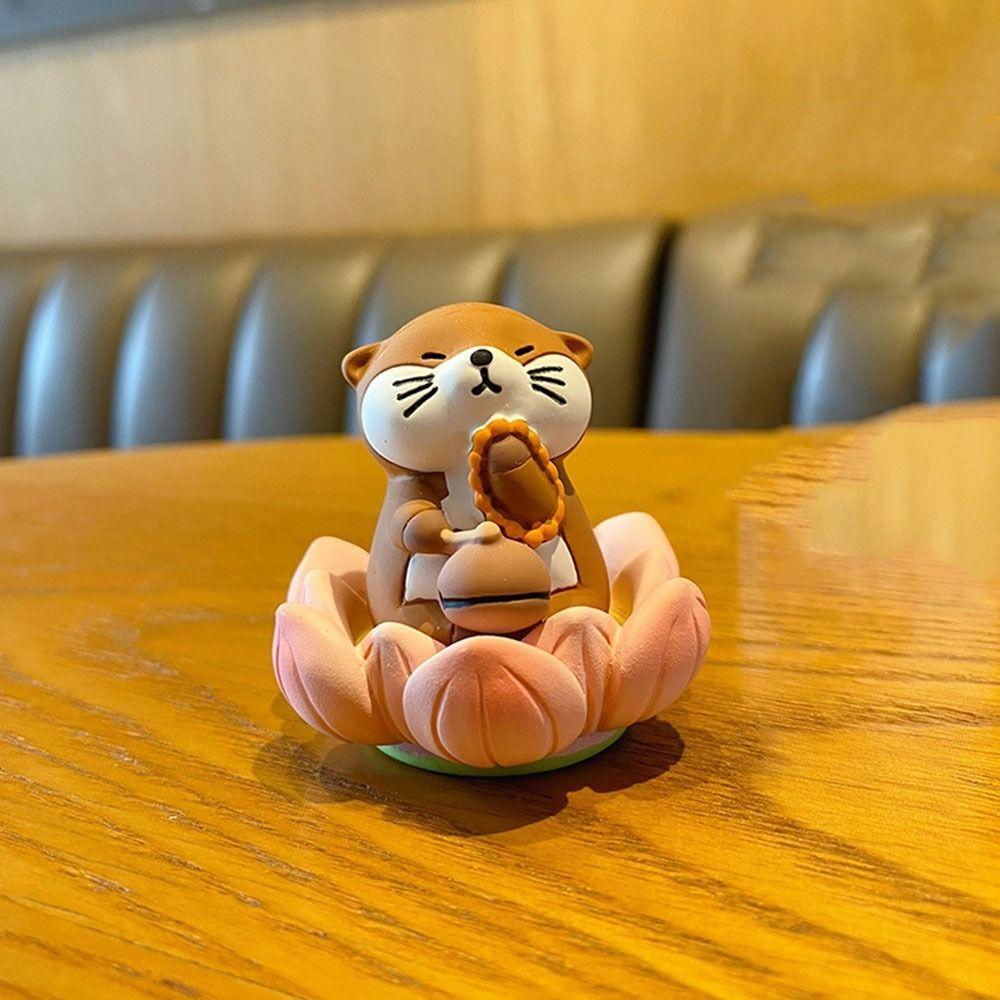 Cartoon Good Luck Lotus Ornament Buddha Style Capybara Model Figure Lotus Pig Car Ornaments Office