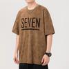 New American High-density Knitted Loose-print Men's T-shirt Short-sleeved