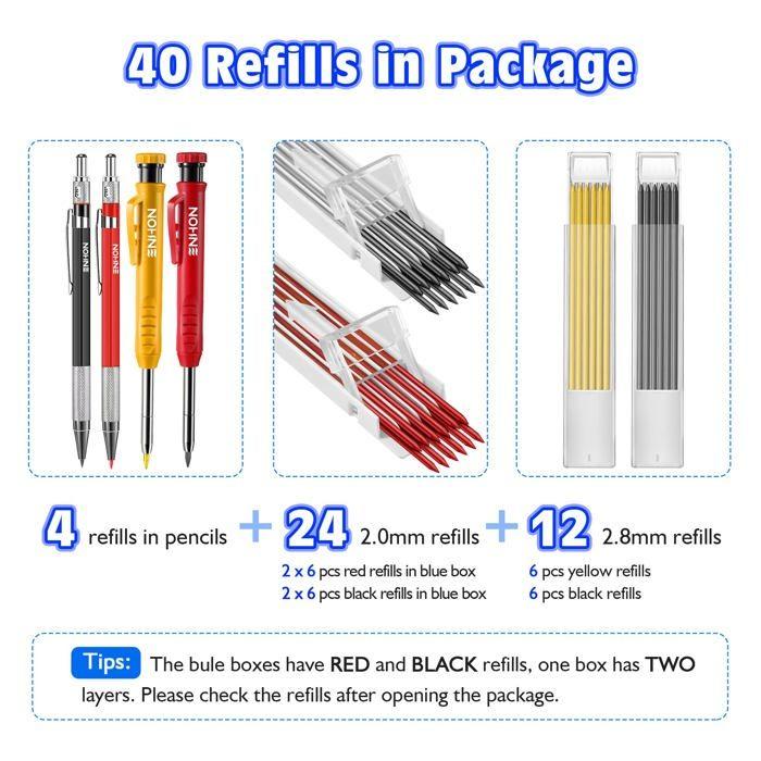 Crayon de charpentier - enhon - enhon-carpenter pencils - 4 pièces - résistant à l'eau - ergonomique