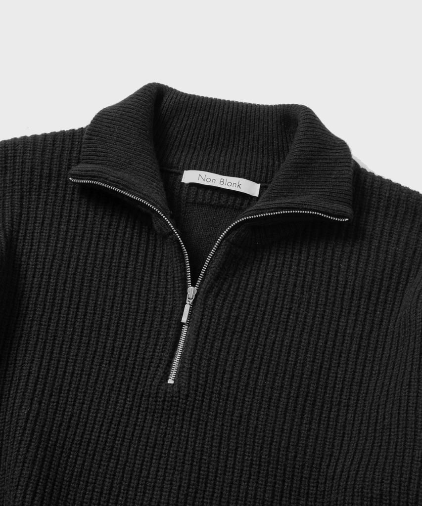 NONBLANK Loose Fit Half Zip Collar Knit_Black