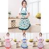 Elegant Women Floral Kitchen Bib Apron With Stylish Pockets For Cooking And Baking