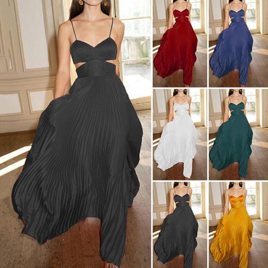 Bandeau Ärmellos Rückenfrei Hohe Taille A-Linie Trägerkleid Taille Ausgeschnitten Stickerei Plissiert Groß