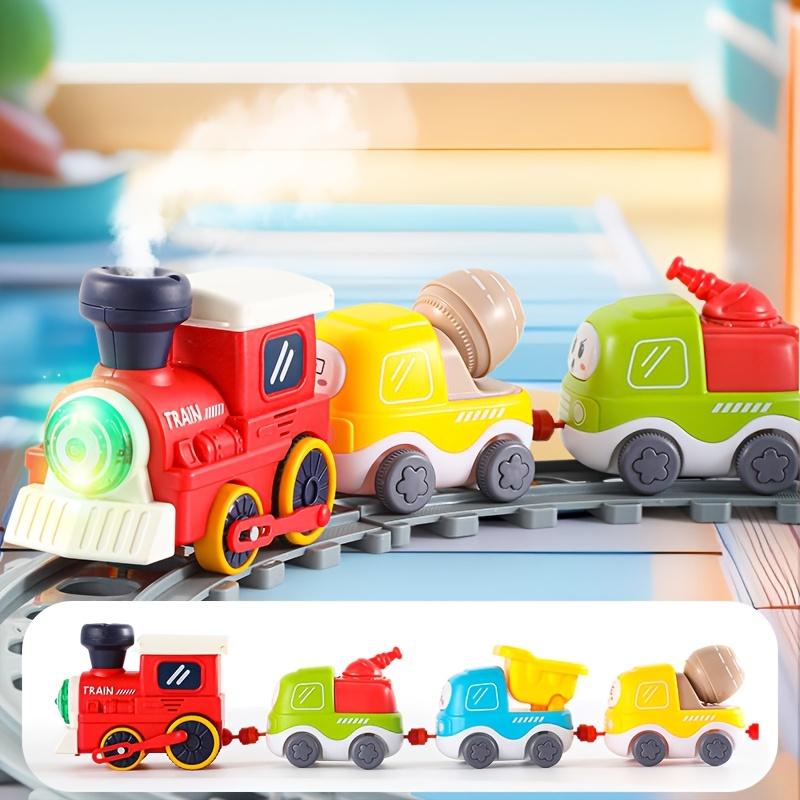 Non-Toxic Track Steam Train Children Electric Track Train Toy Children And Children Gift Steam Rail Car With Light Music Mini Engineering Car Set