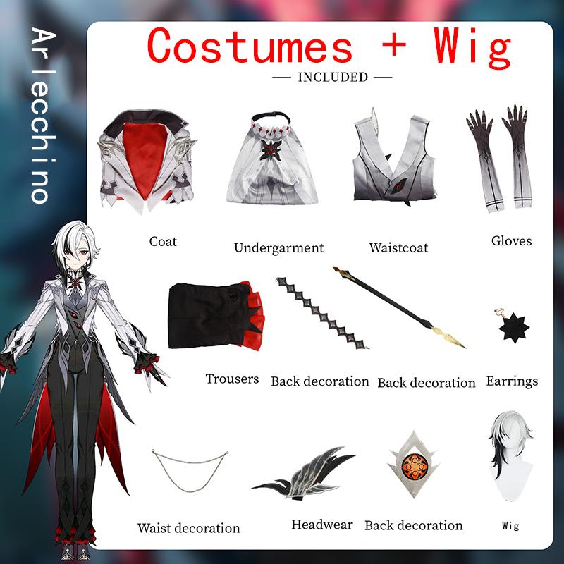 Ysir Arlecchino Cosplay Hra Genshin Impact Kostýmová sada služebníka Halloween Cosplay Dívka