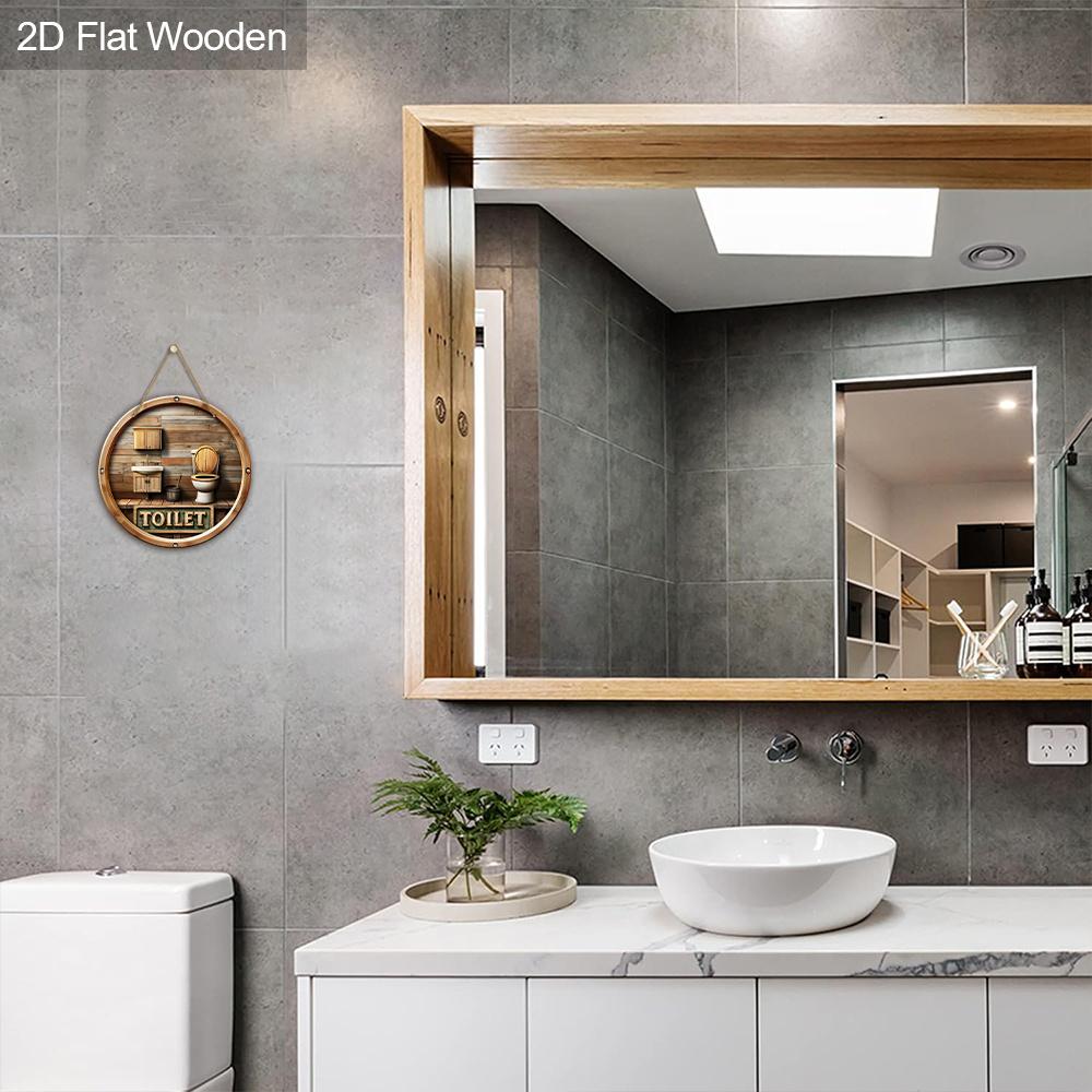 Rustic Toilet Wooden Sign - Decorative Hanging Plaque for Bathroom Door, Wall Decor - Ideal Home Hanging Ornament