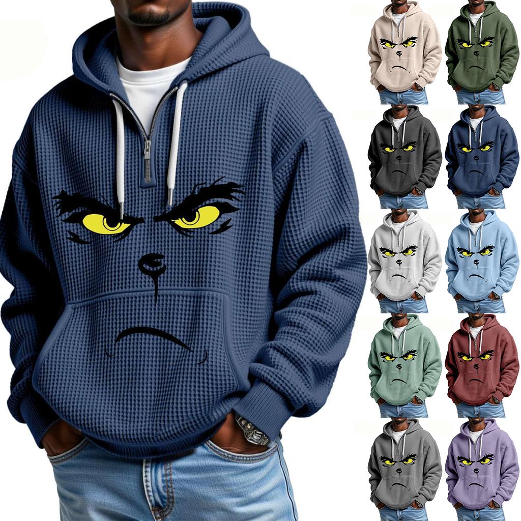 Mokaloha Men's Casual Solid Color  Zipper Long Sleeve Hooded Sweatshirt, Everyday Zipper Casual Long Sleeve T-Shirt