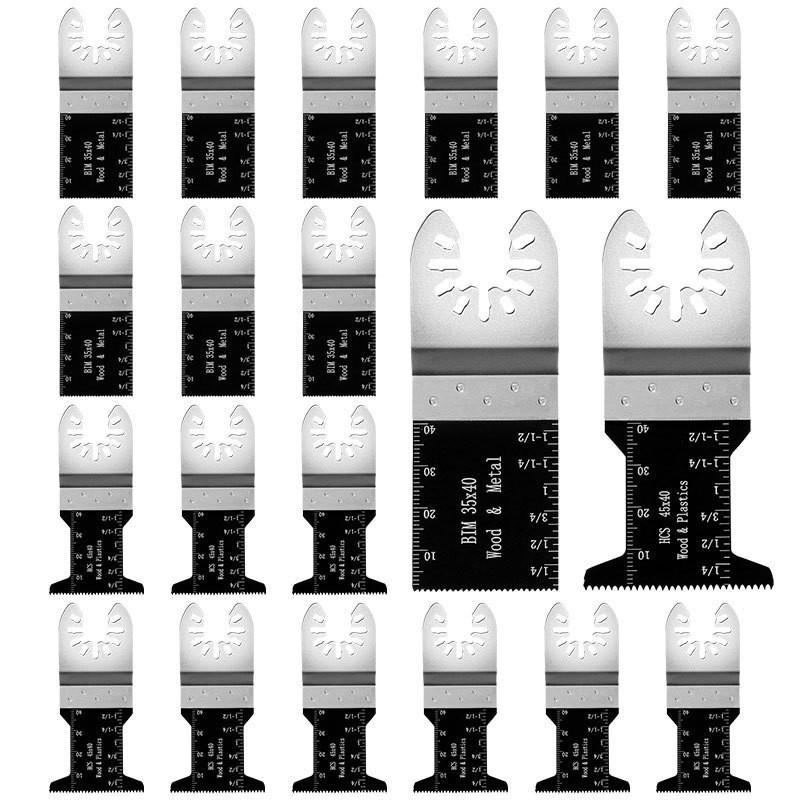 20-Piece Universal Bi-metal Oscillating Saw Blade Set with Quick Release for Woodworking Tools