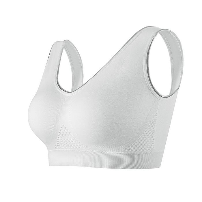 Plus Size Solid Color Breathable Hollow Out Sports Bra - Pullover Wireless Yoga Bra Light Support Thin