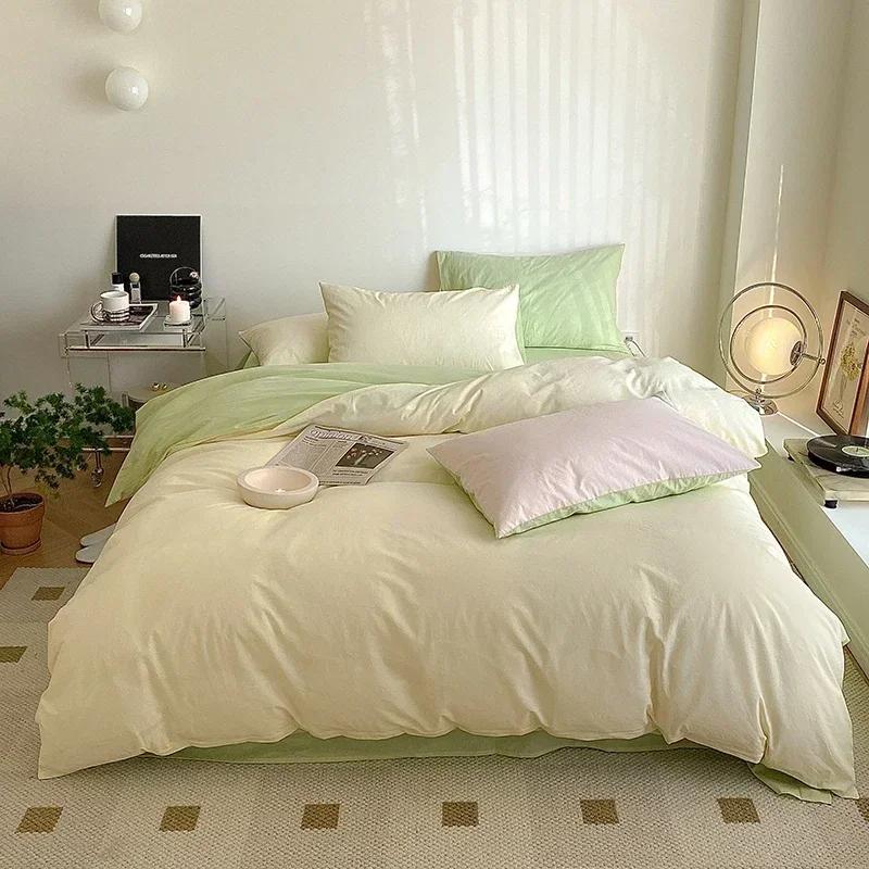 3pcs Skin Friendly 100% Cotton Duvet Cover Set Soft Comfortable Bed Sets Customizable Sizes Solid Color Comforter Cover No Sheet
