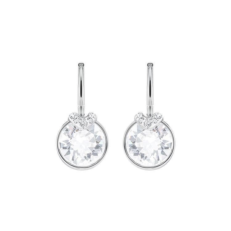 Swarovski Bella V Rhodium Plated Pierced Earrings Women earrings White 5292855 Box (Random Color)
