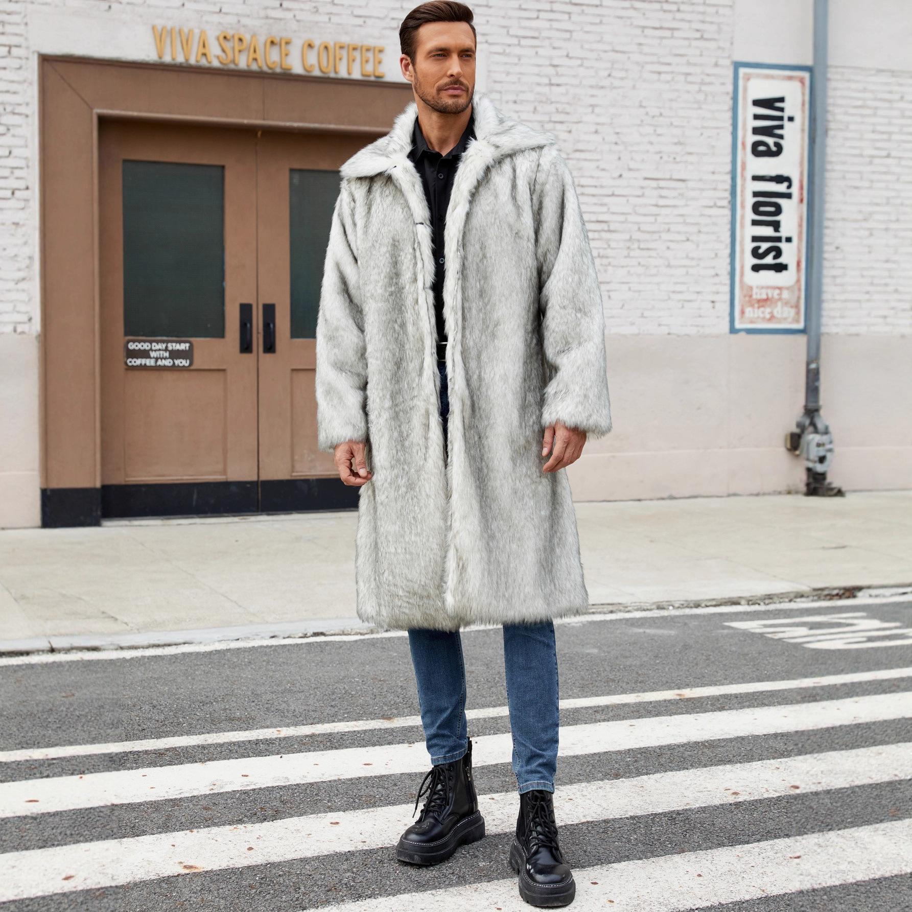 

Чоловіча шуба зі штучного хутра Зимова довга куртка з штучної норки Пальто Пухнасте товсте тренч Куртка зі штучного хутра для чоловіків Вітрозахисний верхній одяг з довгим рукавом Тепла парка Пальто XXXL