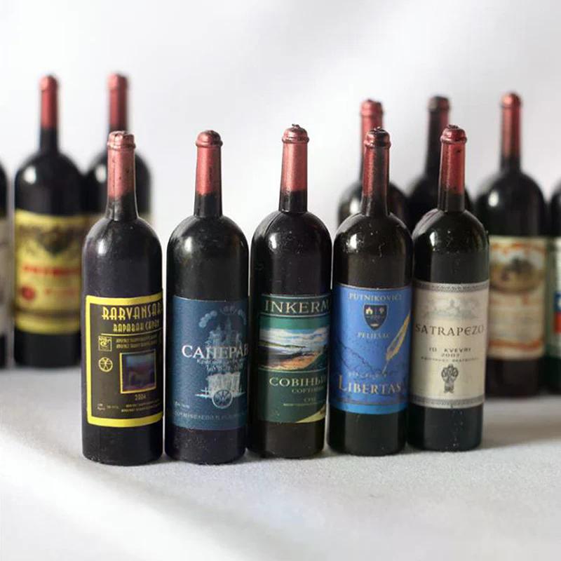 Dollhouse Miniature Accessories 5pcs 12 Wine Bottle Simulation for Decoration 1/12 Perfect Gift For Kids Fun Play Toy