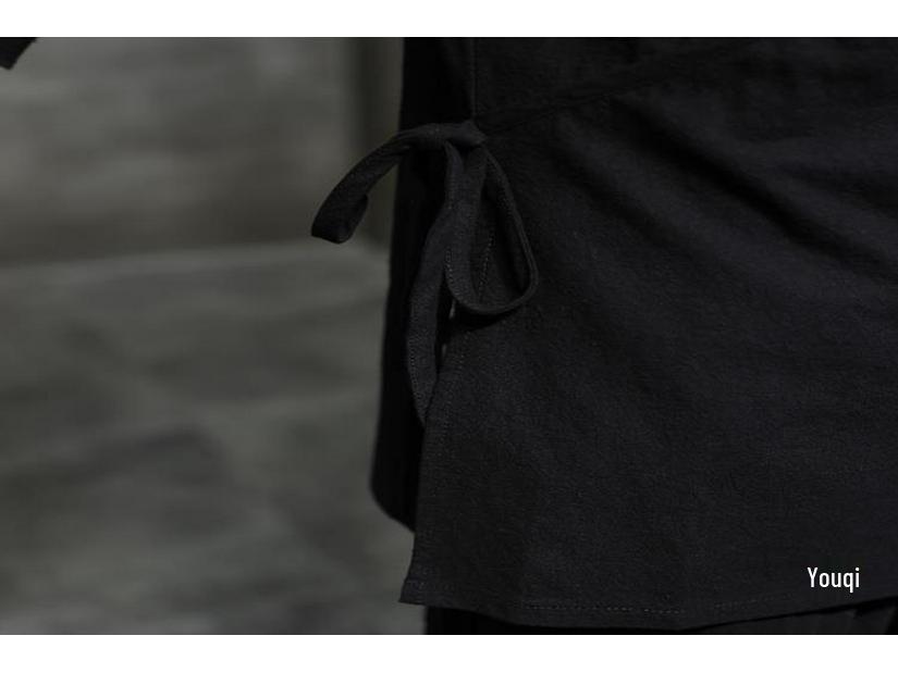 Men's Chinese-Style Linen-Cotton Long-Sleeve T-Shirt for Zen Meditation and Tea Ceremony