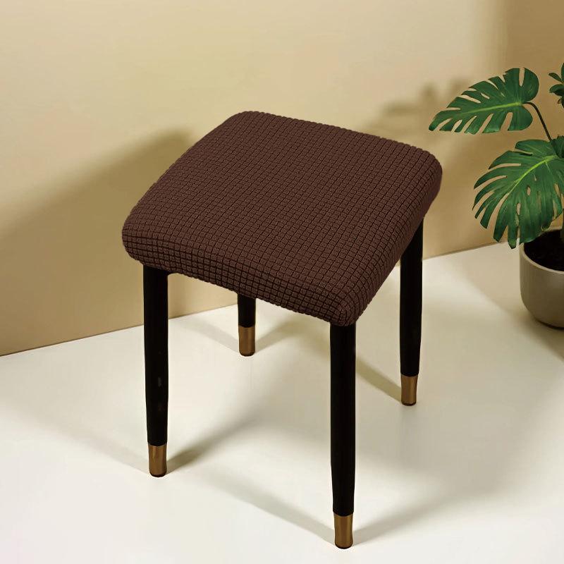 Jacquard Square Stool Covers Elastic Dust-proof and Anti-slip Stretch Chair Cover Solid Color Geometric Pattern Seat Cover