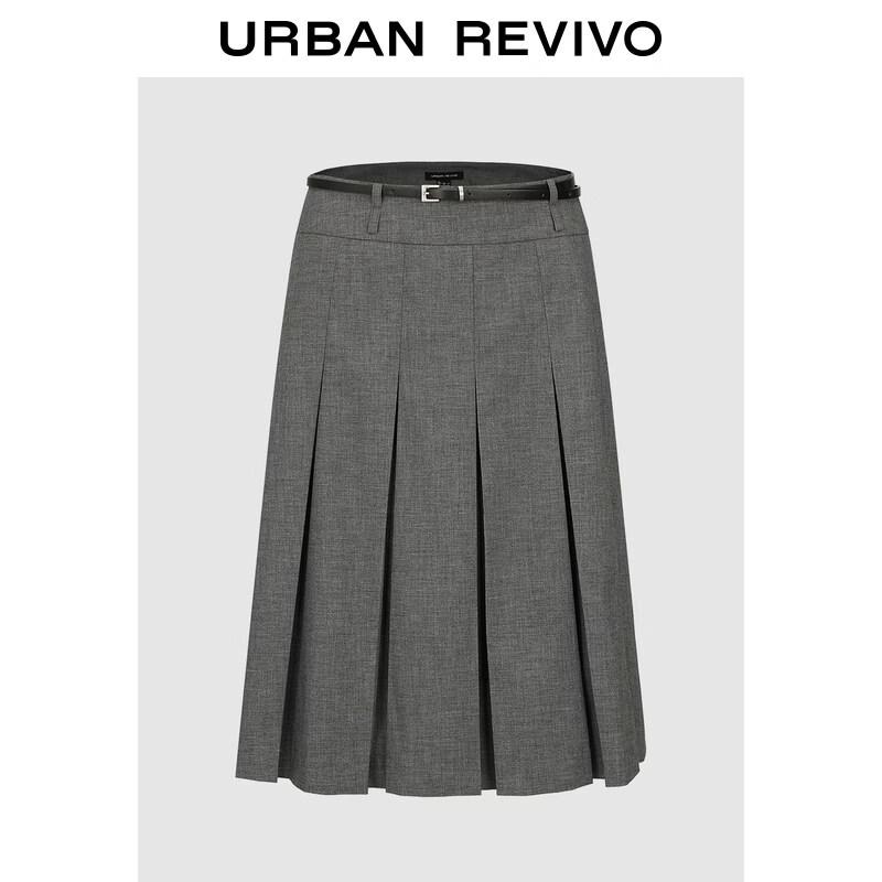 

UR 2026 Spring Pleated Belted Midi Skirt M