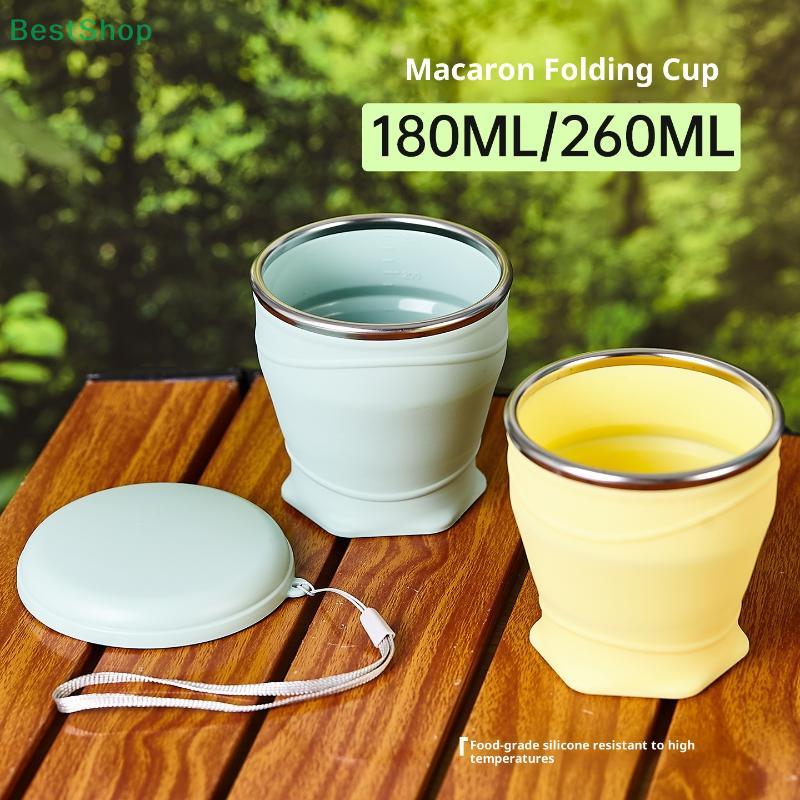 180ml Mini Folding Cup Silicone Retractable Cup Outdoor Travel Coffee Telescopic Drinking Mug With Lid